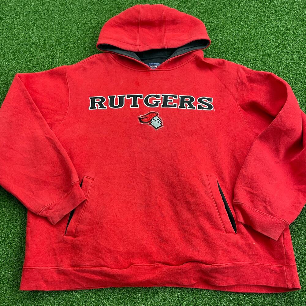 Vintage Champs Rutgers University Scarlet Knights NCAA Pullover Hoodie Sz XL